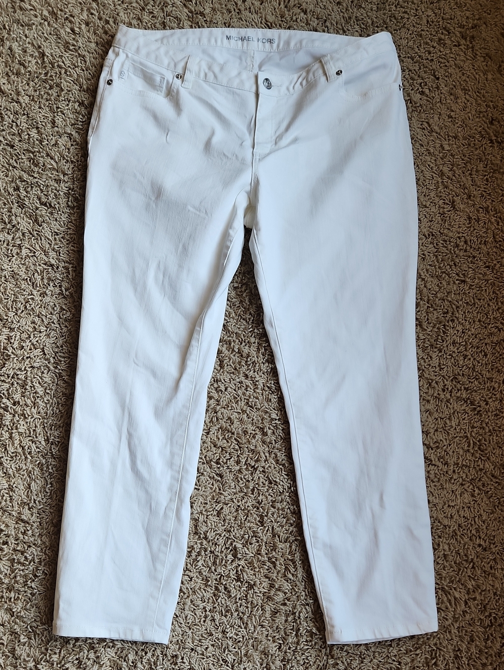 Michael Kors Bright White Stretchy Denim Ankle Pants Size 10